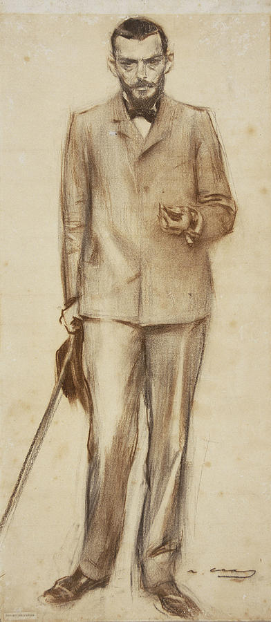 Portrait of Josep Llimona Drawing by Ramon Casas