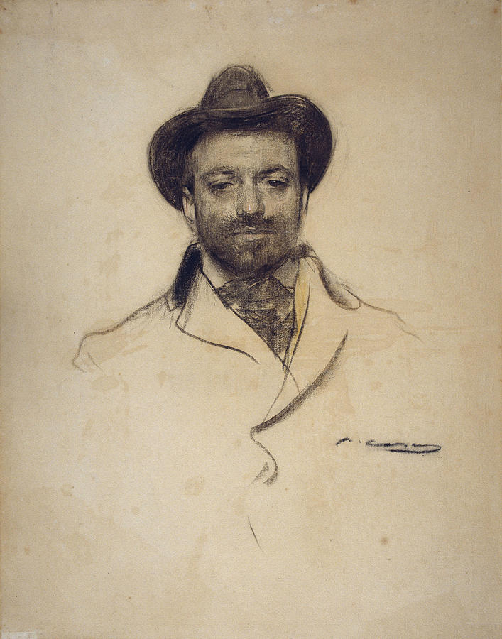 Portrait of Josep M Sert Drawing by Ramon Casas