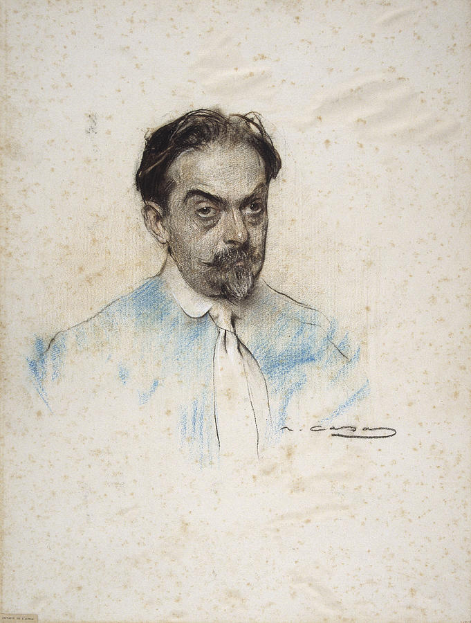 Portrait of Josep Miro Drawing by Ramon Casas