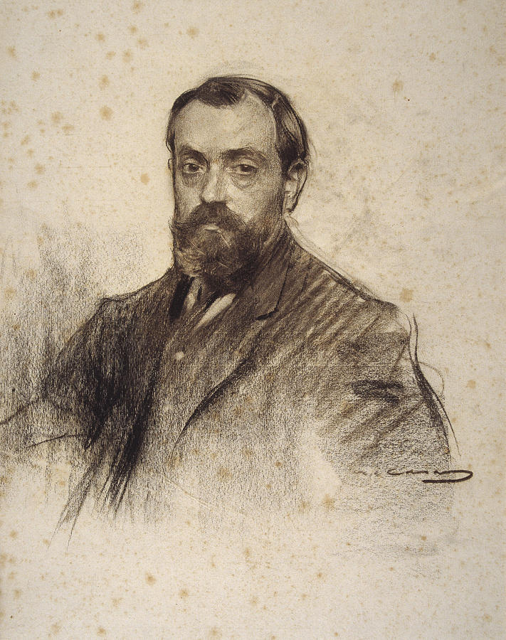 Portrait of Josep Pous i Pages Drawing by Ramon Casas
