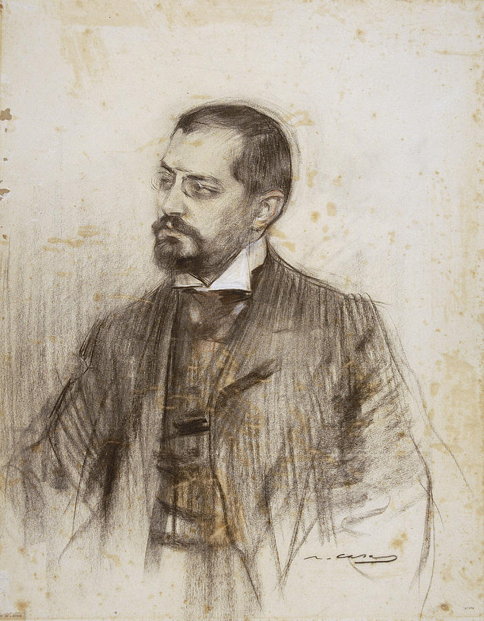 Portrait of Josep Puig i Cadafalch Drawing by Ramon Casas