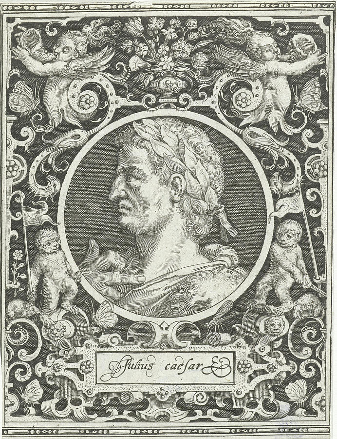 Portrait Of Julius Caesar In Medallion Inside Rectangular Drawing By 