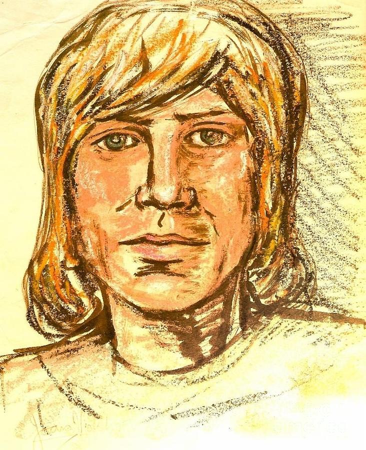 Portrait of Justin Hayward 3 Drawing by Joan-Violet Stretch