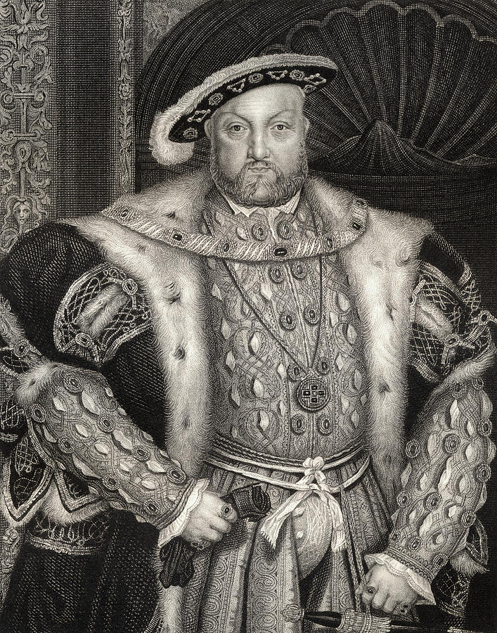 Black And White Drawing - Portrait Of King Henry Viii  by Hans Holbein the Younger