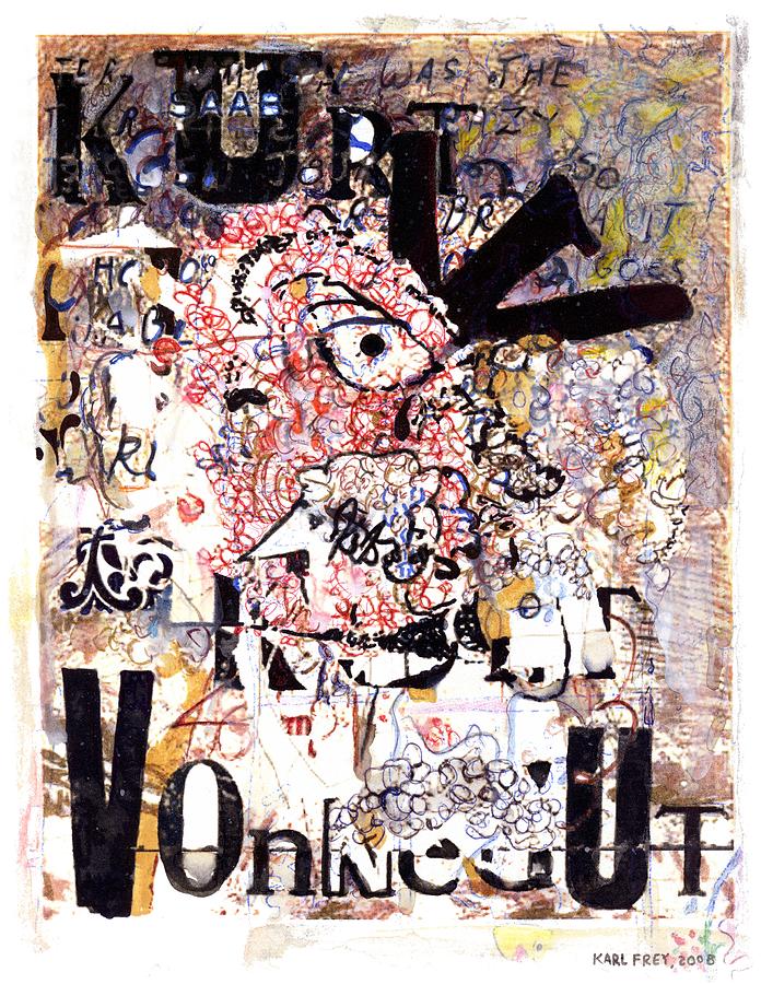 Abstract Drawing - Portrait of Kurt Vonnegut by Karl Frey