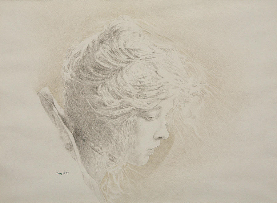 Portrait of Lillian Gish Drawing by Robert Tracy