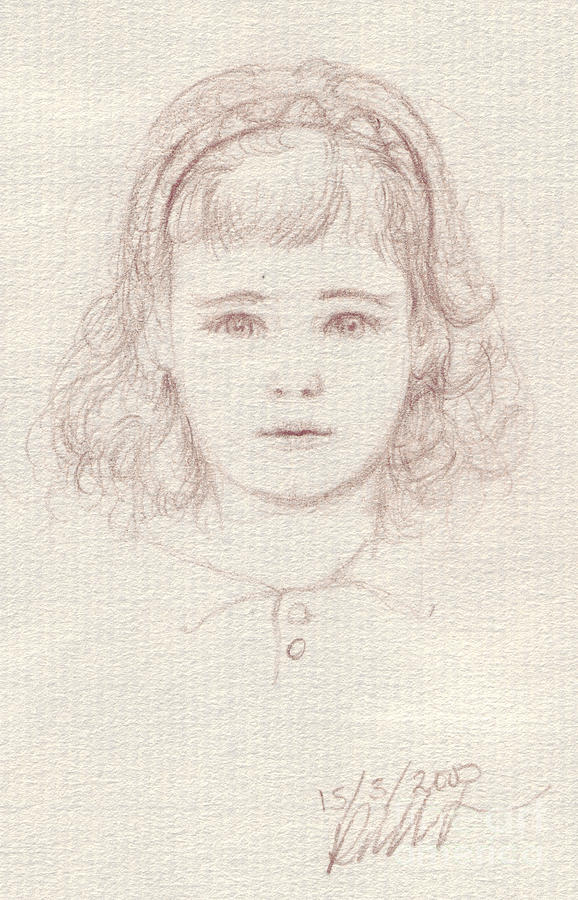 Portrait of Little Girl Drawing by Russell Kightley