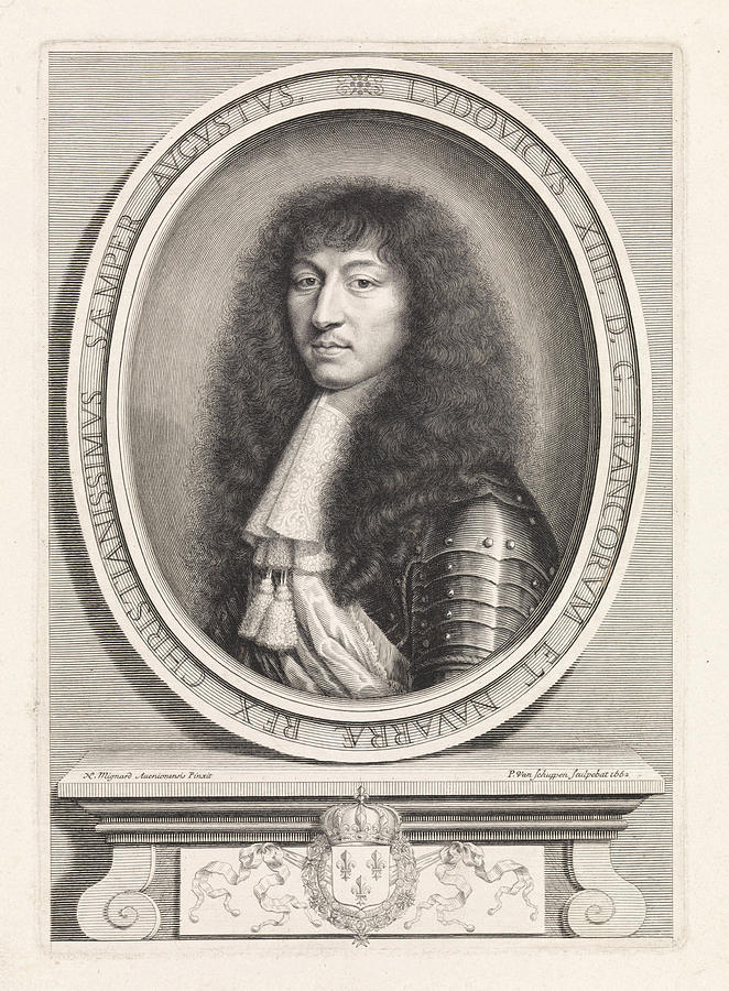 Portrait Of Louis Xiv, King Of France, With Lace Collar Drawing by