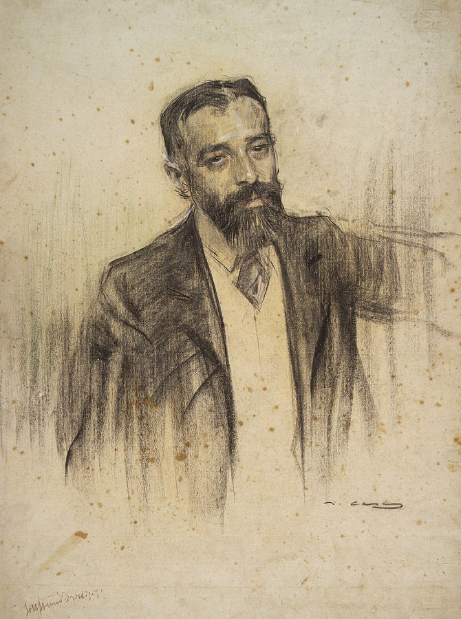 Portrait of Luis Morote Drawing by Ramon Casas