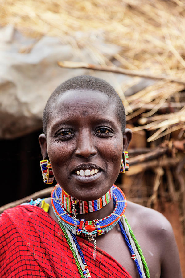 Portrait Of Maasai Woman In Traditional Photograph by Brittak