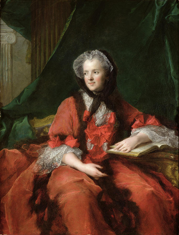 Female Photograph - Portrait Of Madame Maria Leszczynska 1703-68 1748 Oil On Canvas by Jean-Marc Nattier