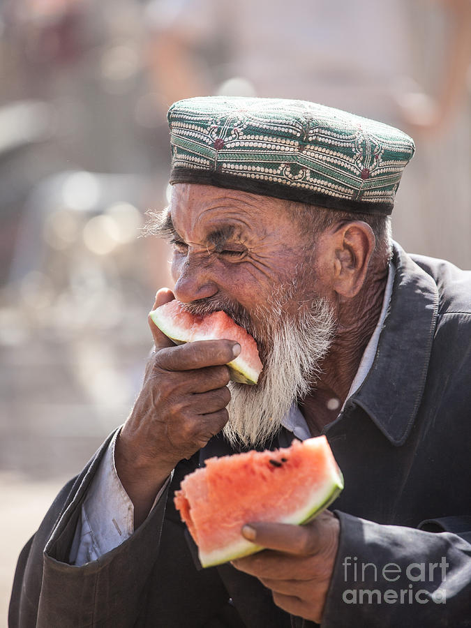 Portrait of man at Kashgar market Xinjiang China Photograph by Matteo Colombo