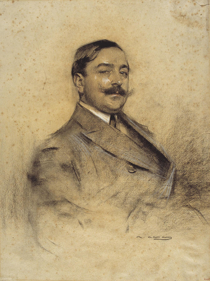 Portrait of Manuel Bueno Drawing by Ramon Casas