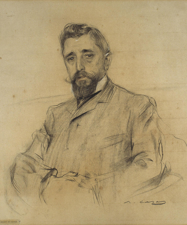Portrait of Manuel Fabra Drawing by Ramon Casas