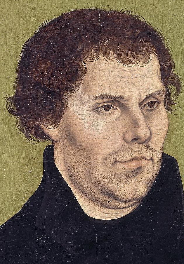 Portrait Painting - Portrait of Martin Luther aged 43 by Lucas Cranach