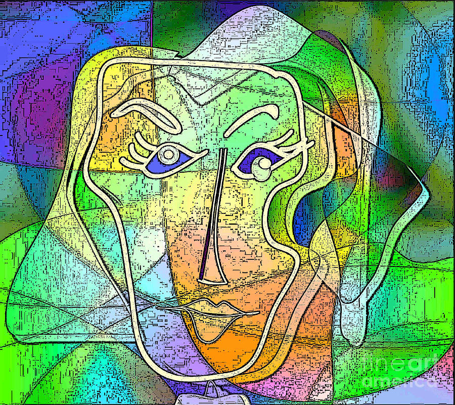 Colourful Digital Art - Portrait of Maxi by Iris Gelbart