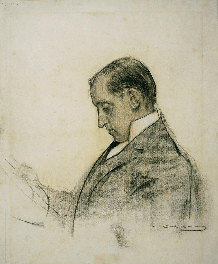 Portrait of Miquel Utrillo Drawing by Ramon Casas