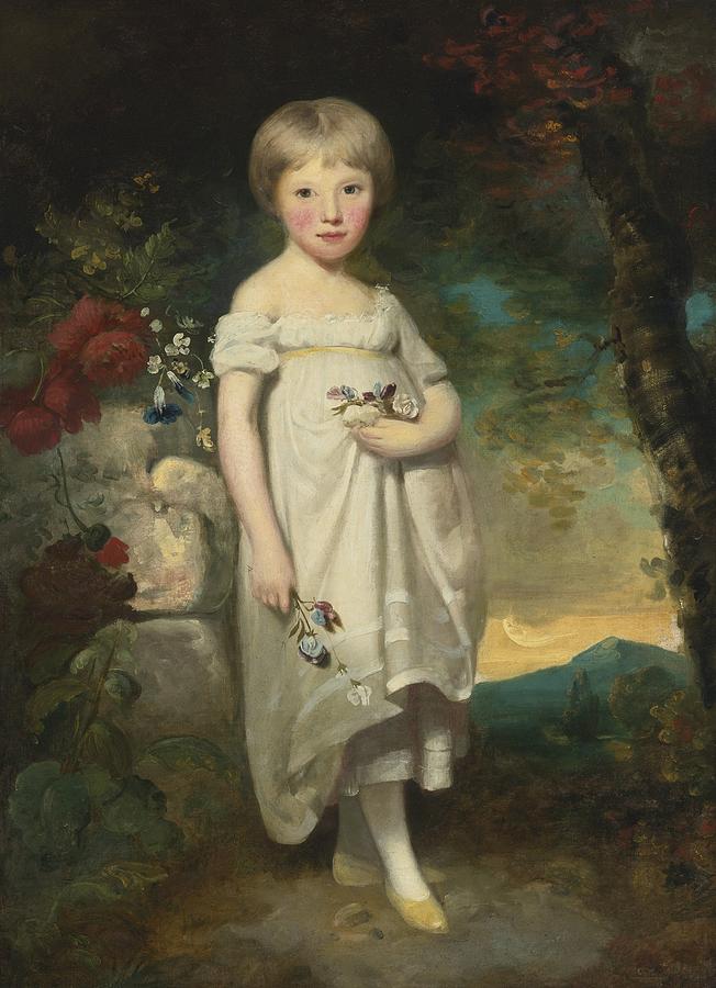 Portrait Of Miss Elizabeth Buckler Standing In A Landscape Painting