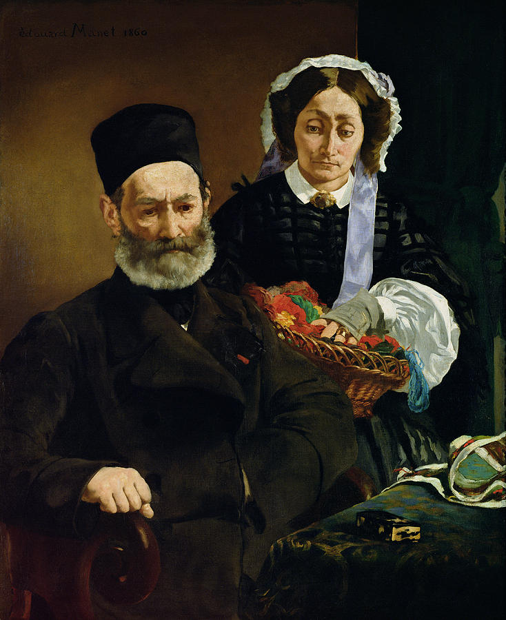 Portrait Of Monsieur And Madame Auguste Manet, 1860 Oil On Canvas Photograph by Edouard Manet