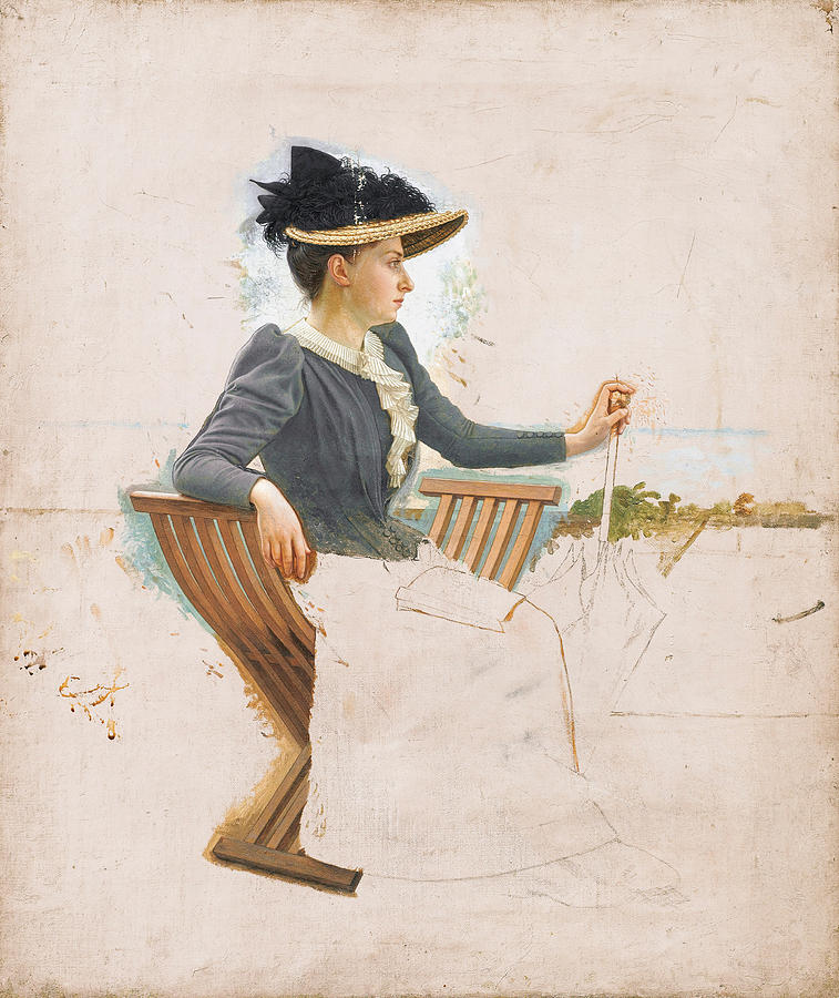 Portrait of Mrs Bellanger Painting by Camille-Felix Bellanger