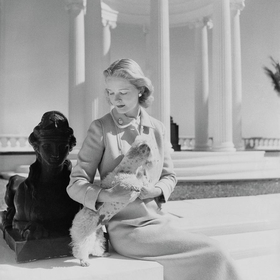 Portrait Of Mrs. Winston Guest With A Dog Photograph by Cecil Beaton