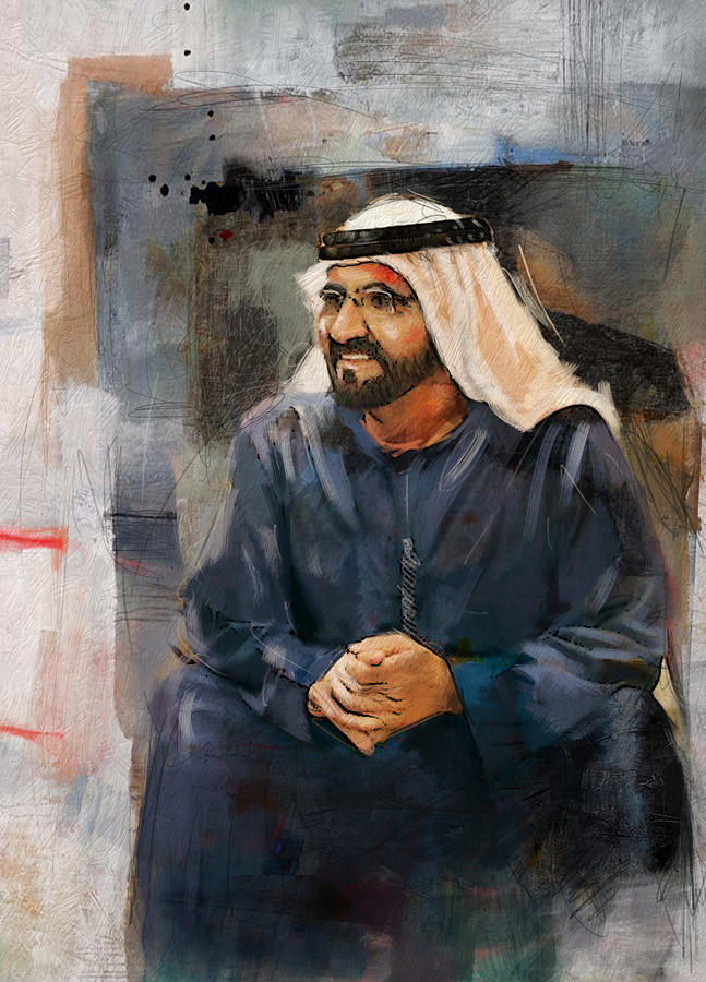 Portrait of Muhammad bin Rashid al Maktoum 2 Painting by Maryam Mughal