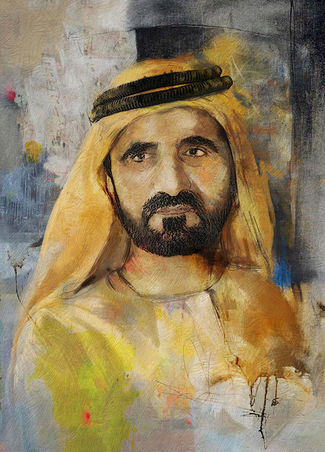 Uae President Painting - Portrait of Muhammad bin Rashid al Maktoum by Maryam Mughal