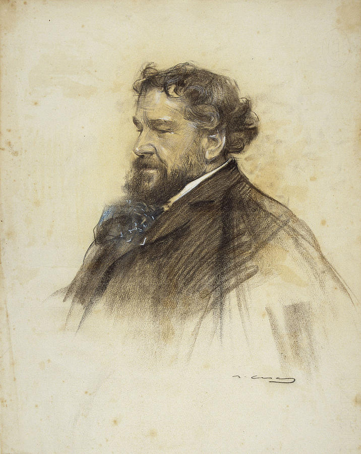 Portrait of Octave Uzanne Drawing by Ramon Casas