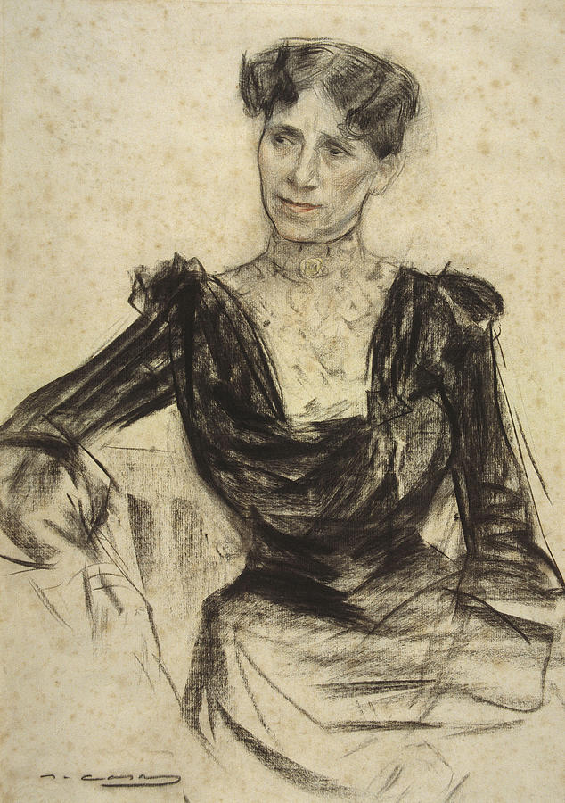 Portrait of Pauleta Pamies Drawing by Ramon Casas