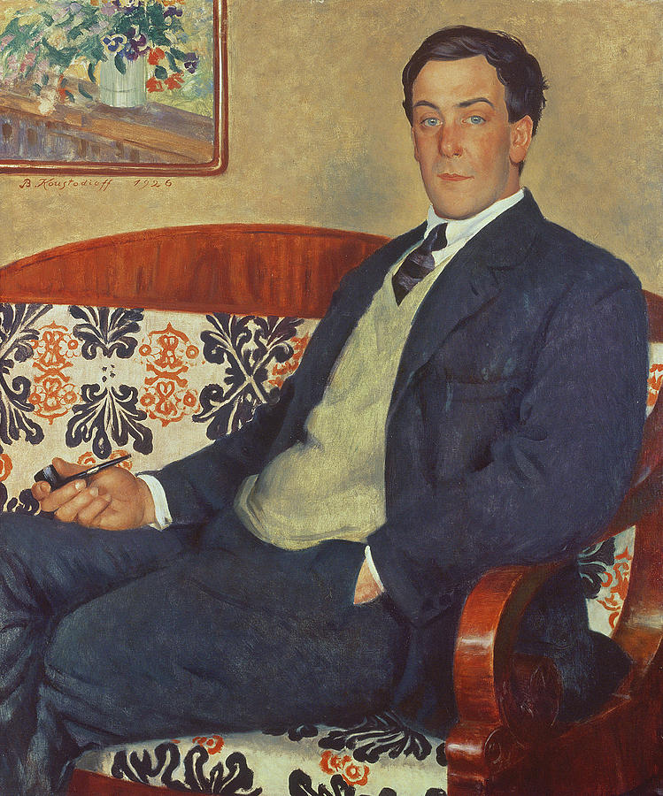 Portrait Of Peter Kapitza 1926 Painting by Boris Mihajlovic Kustodiev
