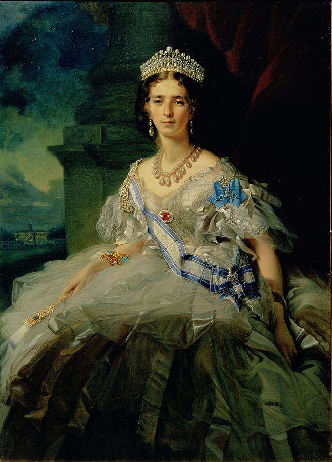 Necklace Photograph - Portrait Of Princess Tatiana Alexanrovna Yusupova, 1858 Oil On Canvas by Franz Xaver Winterhalter
