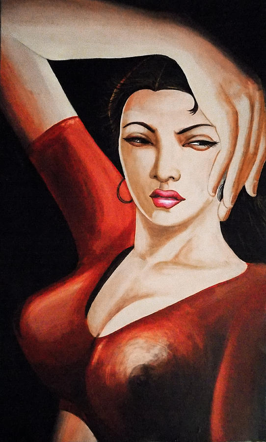 Nature Painting - Portrait Of Seductive Girl  Posing For Photoshoot by Asp Arts