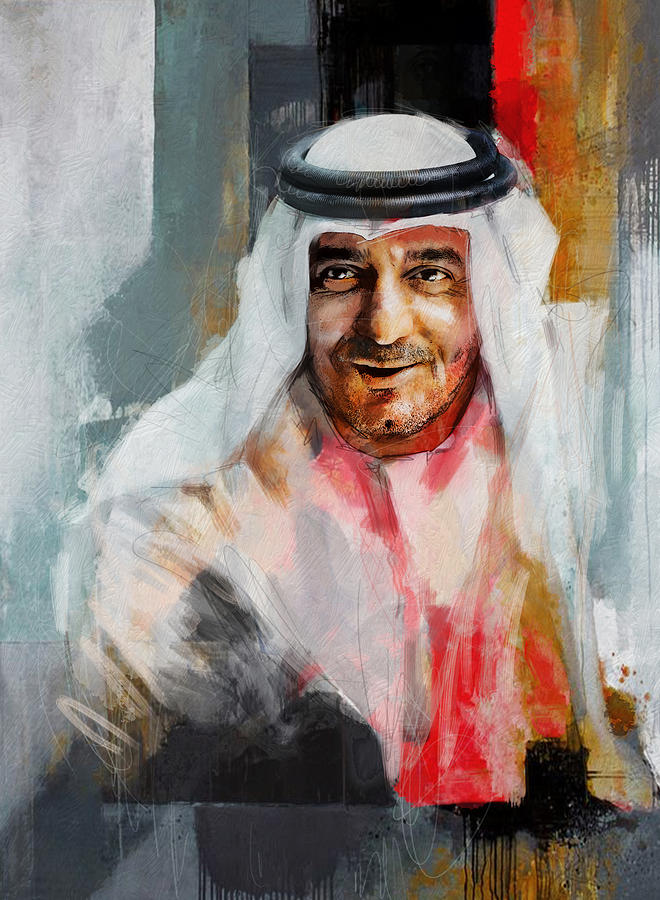 Portrait of Sheikh Ahmed bin Saeed al Maktoum 3 Painting by Maryam Mughal
