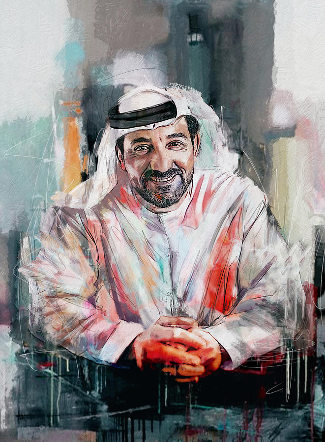 Uae President Painting - Portrait of Sheikh Ahmed bin Saeed al Maktoum  by Maryam Mughal