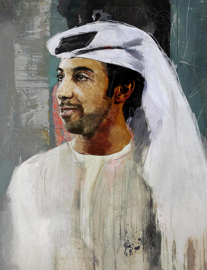 Portrait of Sheikh Mansour Painting by Maryam Mughal