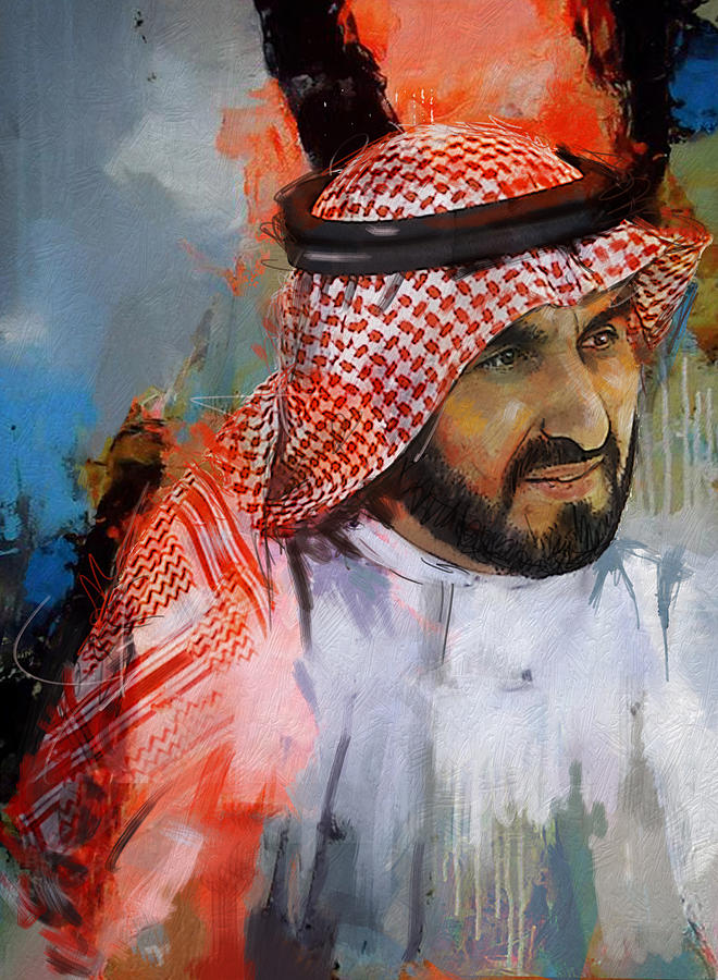Portrait of Sheikh Saqr bin Mohammad al Qasimi Painting by Maryam Mughal