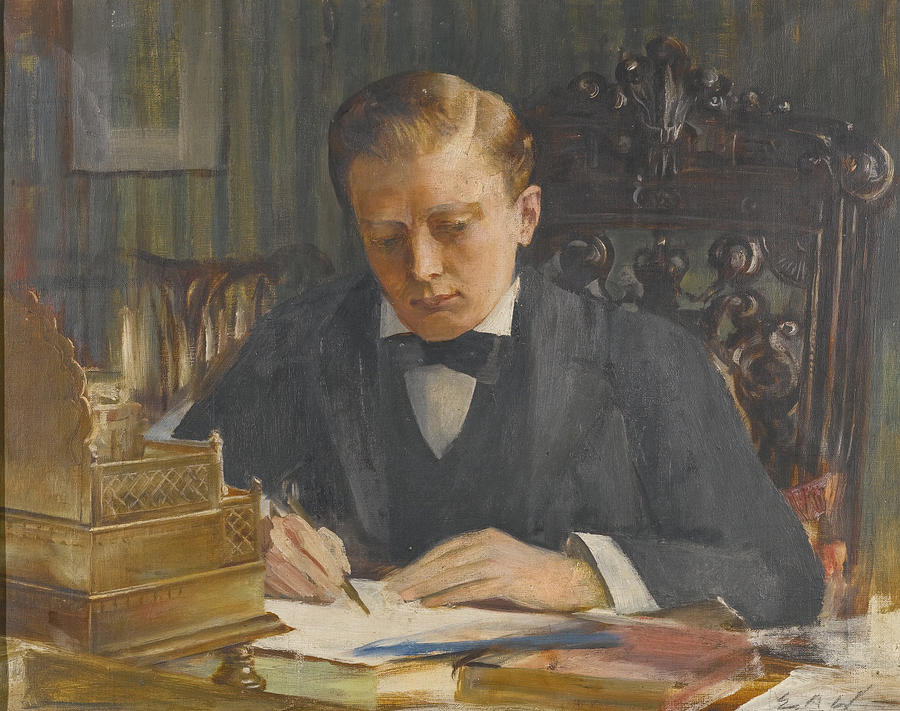 Portrait Of Sir Winston Churchill As A Young Man Painting