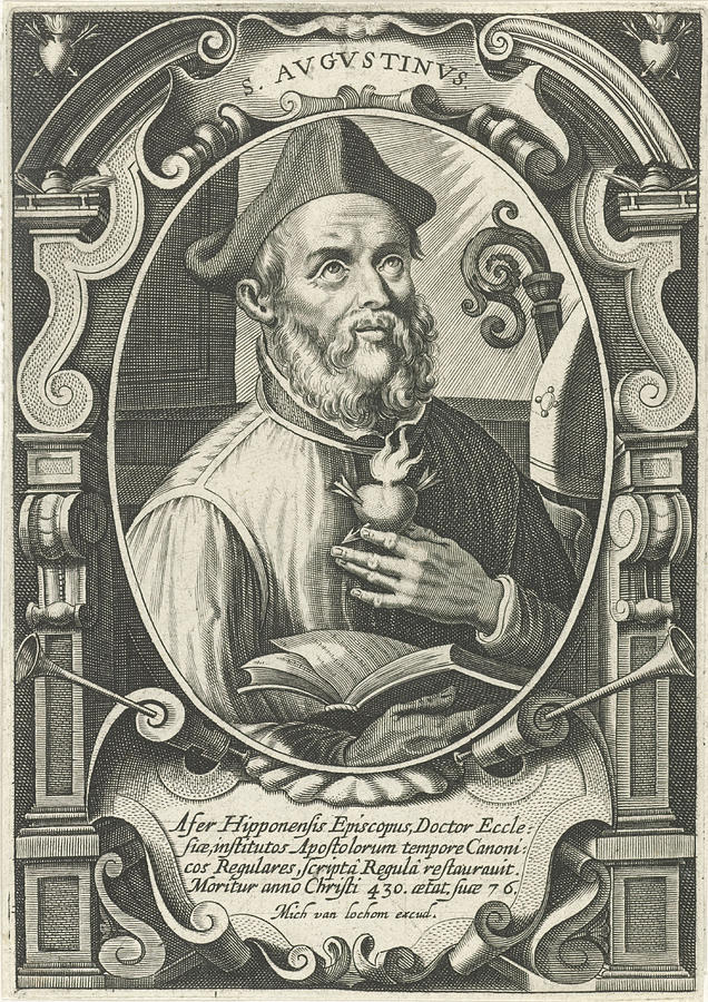 Portrait Of St. Augustine, Michel Van Lochom Drawing by Quint Lox ...