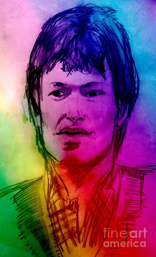 Rainbow Portrait of Stevie Winwood Drawing by Joan-Violet Stretch