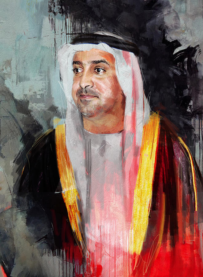Portrait of Sultan bin Khalifa al Nahyan Painting by Maryam Mughal