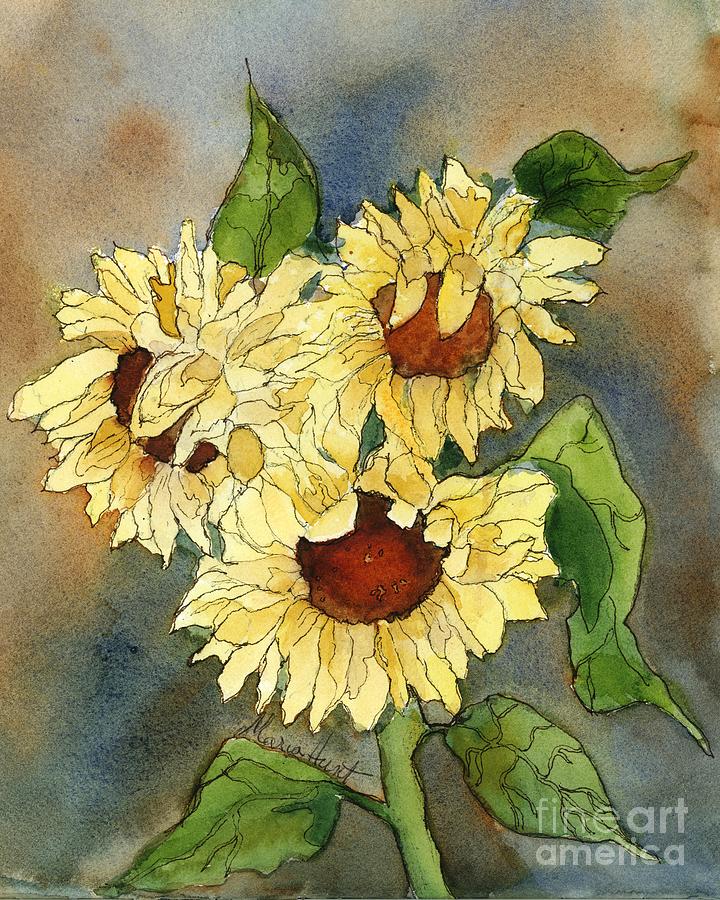 Portrait of Sunflowers Painting by Maria Hunt