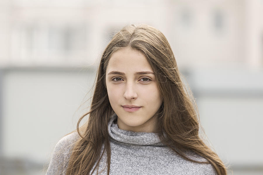 Portrait of teenage girl with long brown hair Photograph by Vladimir Godnik