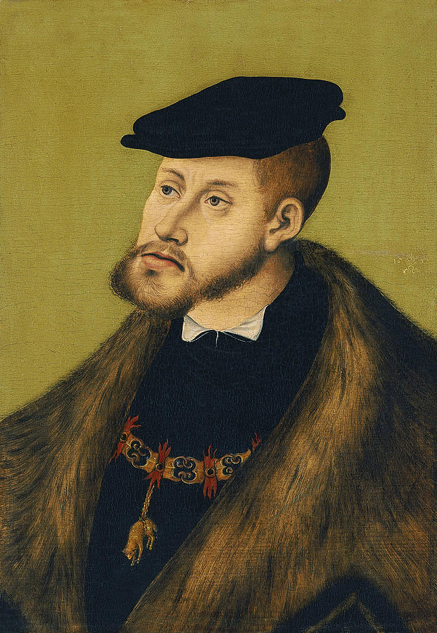Portrait of the Emperor Charles V Painting by Lucas Cranach the Elder