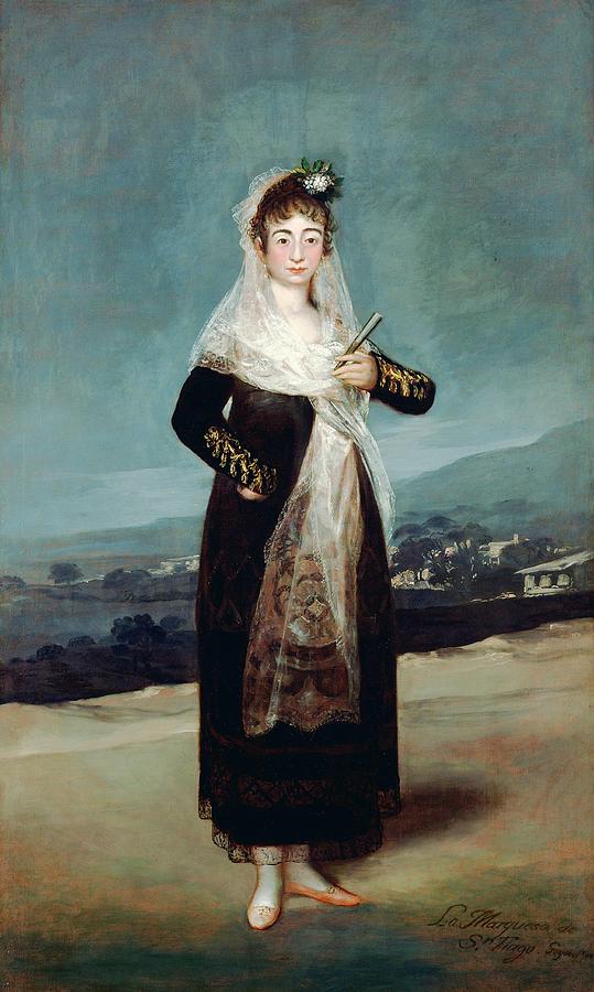 Francisco Goya Painting - Portrait of the Marquesa de Santiago by Francisco Goya