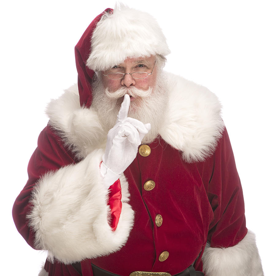 Portrait of the Real Santa Claus with fingers on lips Photograph by Inhauscreative