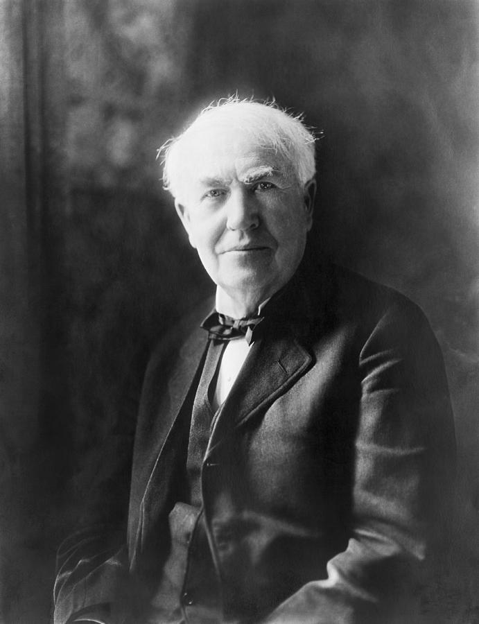 Black And White Photograph - Portrait of Thomas Edison by Underwood Archives