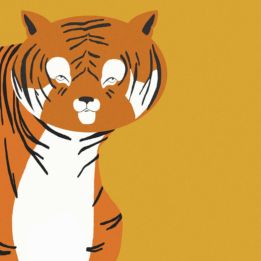 Portrait Of Tiger On Orange Background Photograph by Ikon Ikon Images