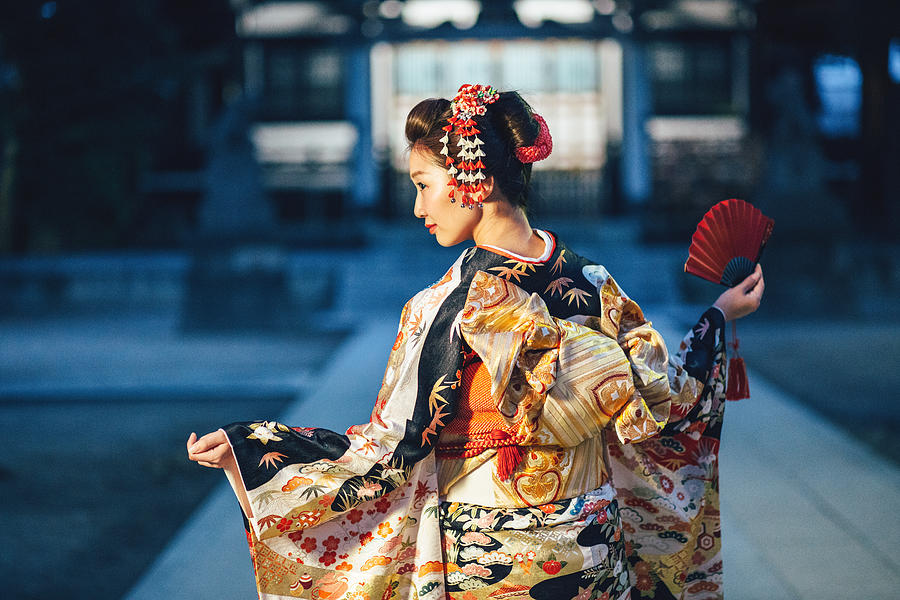 Portrait of young woman with kimono in Japan Photograph by Pixelfit