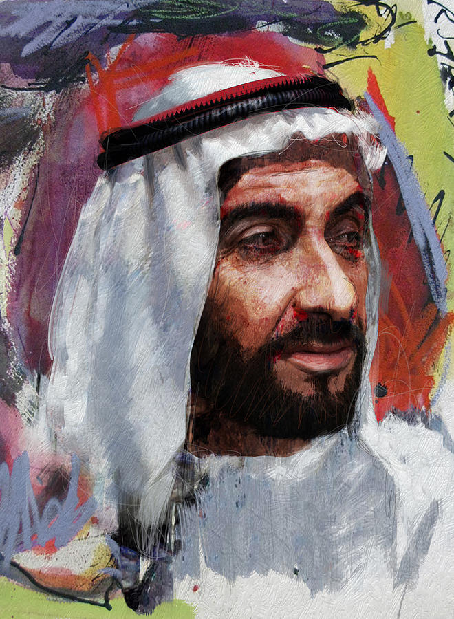 Portrait of Zayed bin Sultan al Nahyan Painting by Maryam Mughal