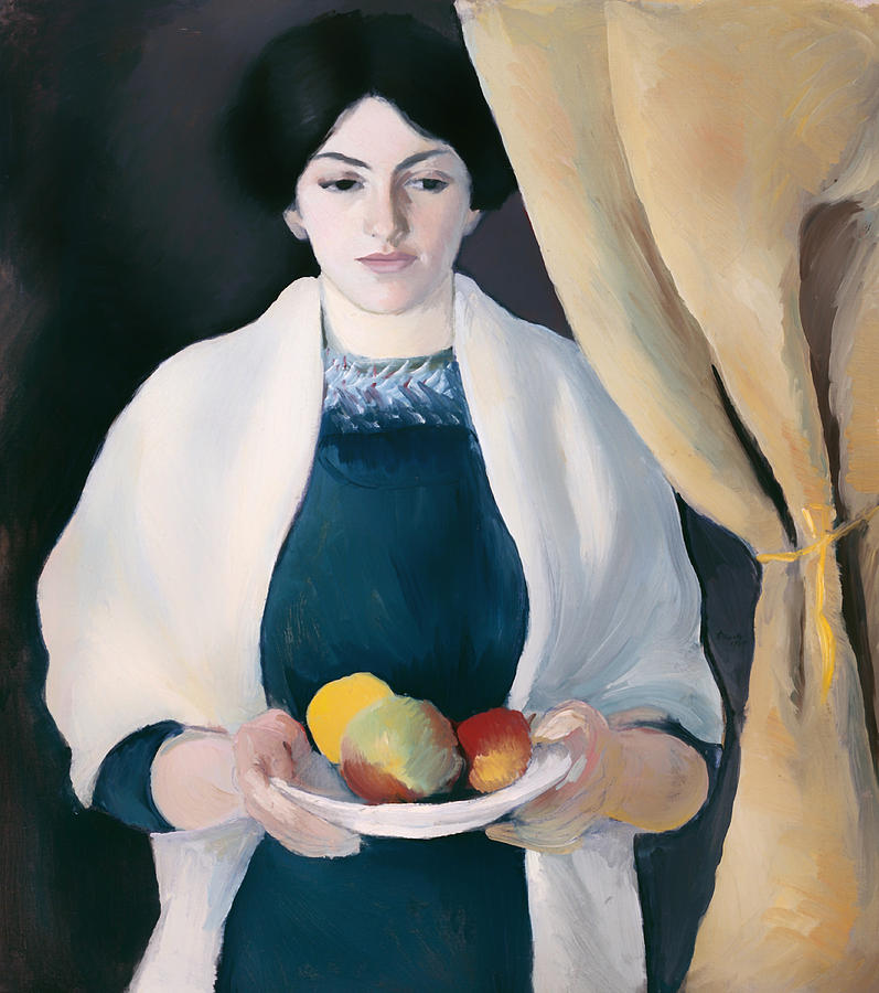 Vintage Painting - Portrait with Apples by Mountain Dreams
